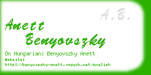 anett benyovszky business card